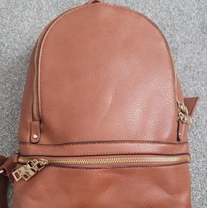 Bass brown leather back pack purse